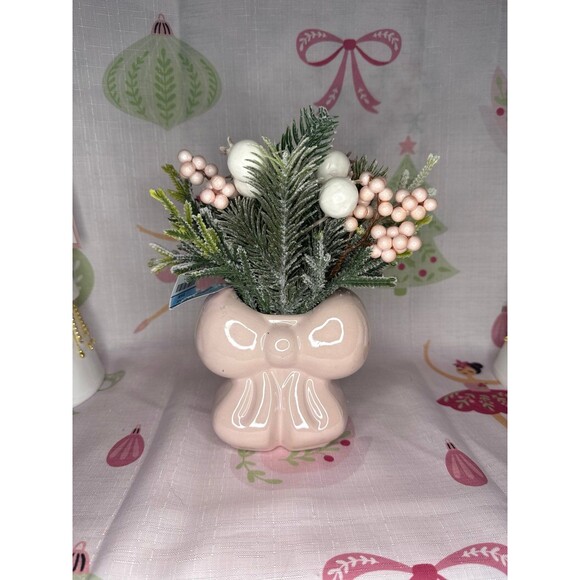 Winter Bouquet in Pink Bow Vase - Picture 4 of 4